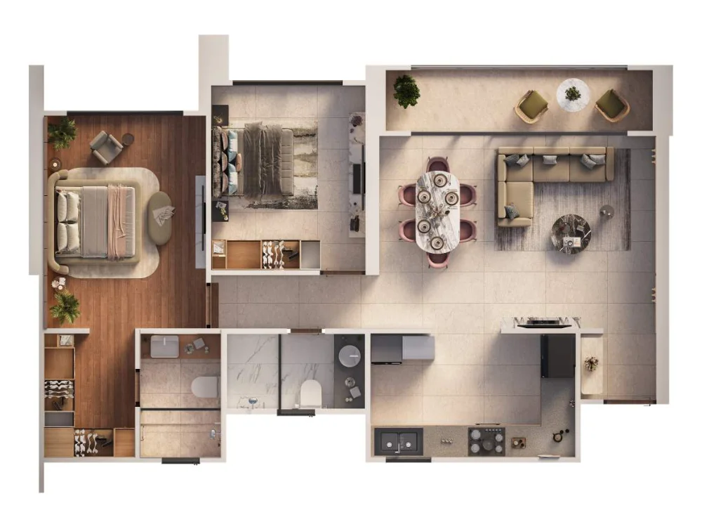 Global Riverfront 2 BHK 903 sq.ft floor plan
