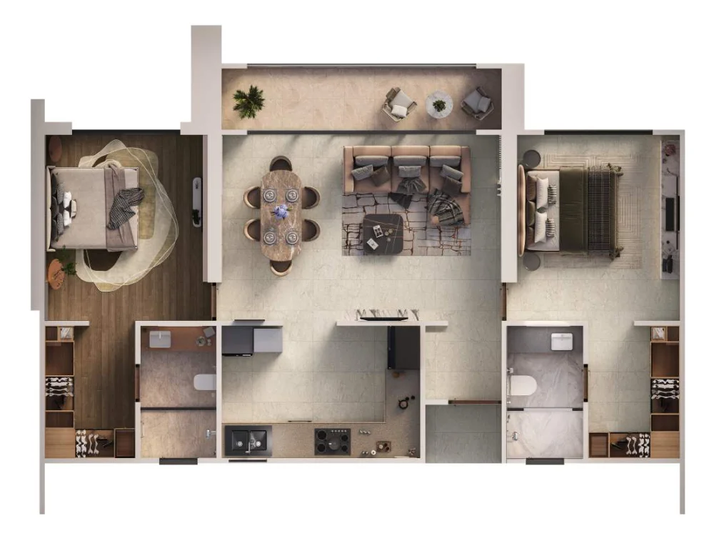Global Riverfront 2 BHK 910 sq.ft floor plan