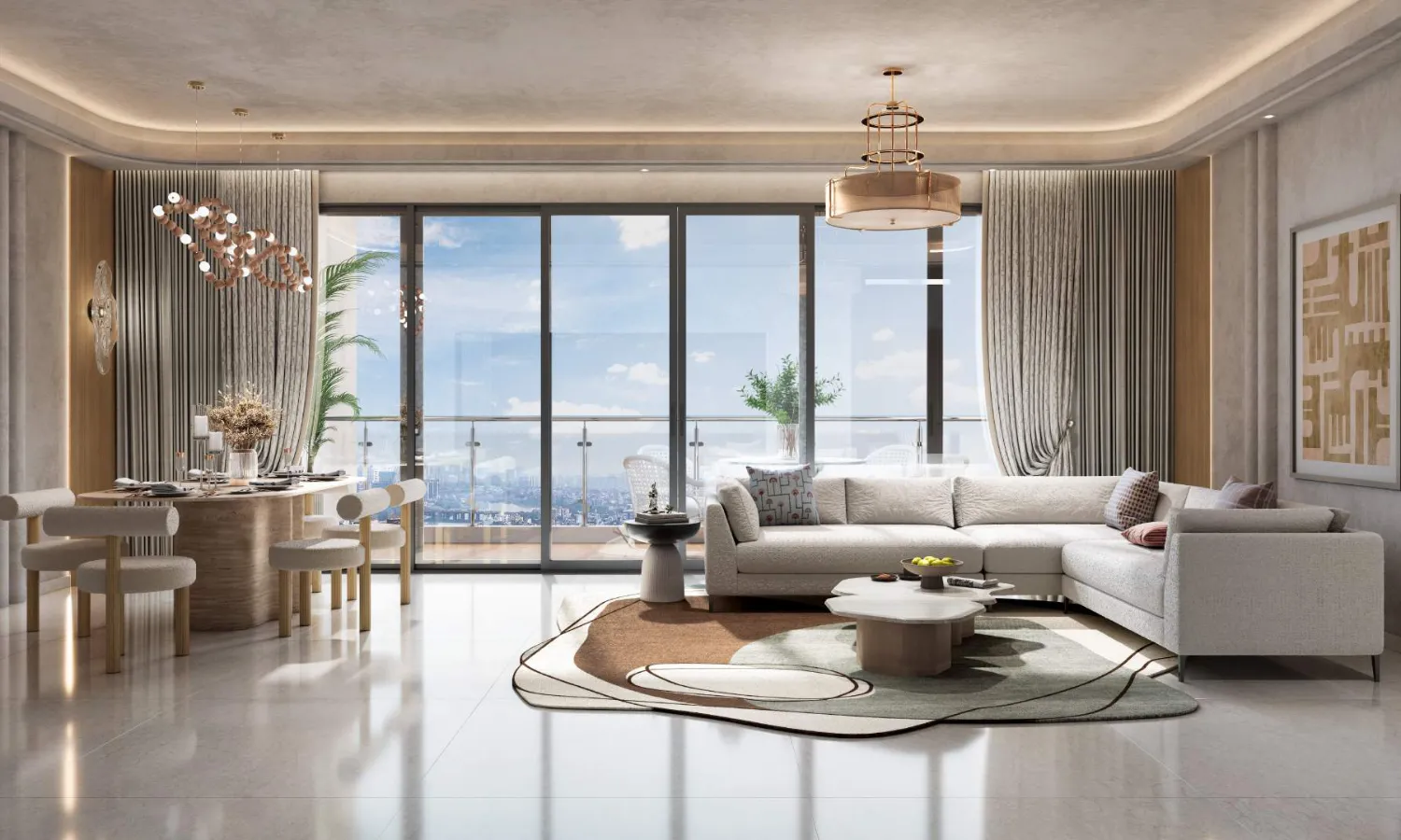 Global Riverfront Living & dining, artistic impression